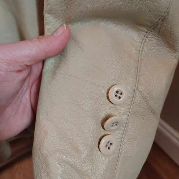 Vintage Cream Leather EXIT USAJacket for Men